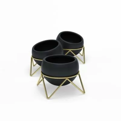 UMBRA POTSY 3 PACK PLANTER BLK/BRS