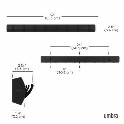 UMBRA Flip 8 Стенна закачалка, черен 