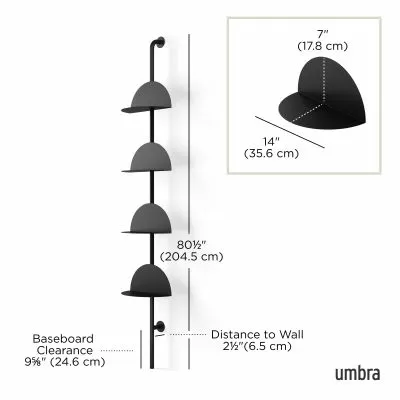 UMBRA SOLIS Регулируеми рафтове с вертикална релса, черен