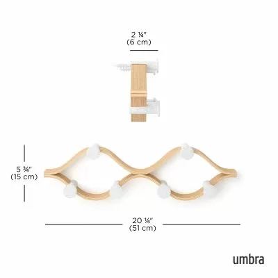 UMBRA MONTAGE 6  Стенна закачалка, натурален