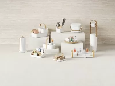 UMBRA BELLWOOD Кош за хранителни отпадъци и компост, бял