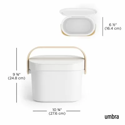 UMBRA BELLWOOD Кош за хранителни отпадъци и компост, бял