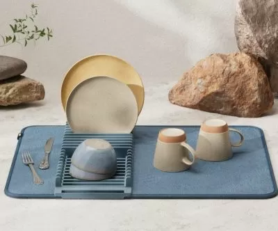 Слейт блу кухненски сет 3 - JOEY Кухненски диспенсър с място за гъба + UDRY Сгъваем сушилник за съдове +CASA Капак за салфетки