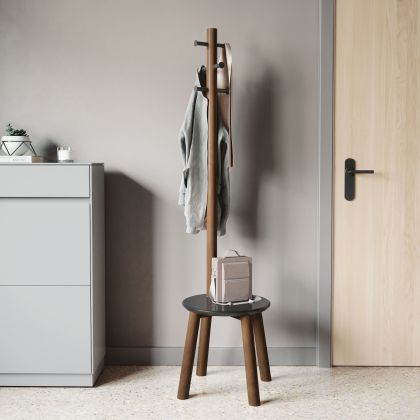 UMBRA PILLAR STOOL Стояща закачалка със стол, орех