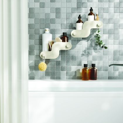 етажерка за баня с лепене
