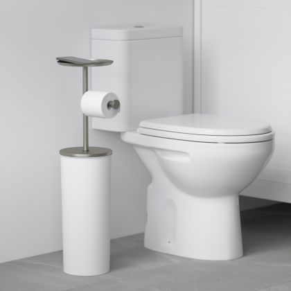 UMBRA PORTALOO Стойка за тоалетна хартия с резерва и органайзер, бял/никел