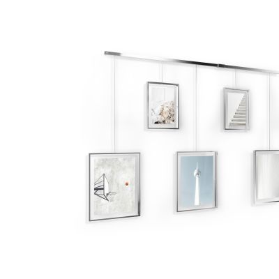 UMBRA EXHIBIT Метална стенна релса с комплект от 9 рамки, хром