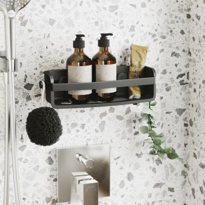 UMBRA FLEX ADHESIVE Рафт за баня с лепилни ленти, черен