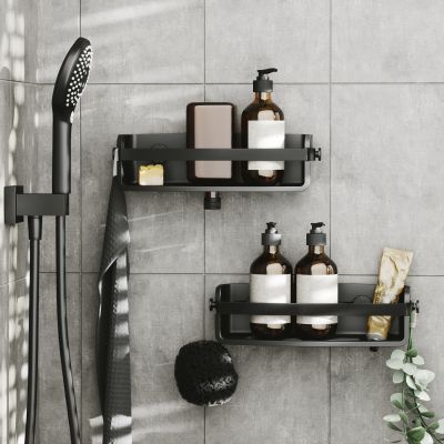 UMBRA FLEX ADHESIVE Рафт за баня с лепилни ленти, черен