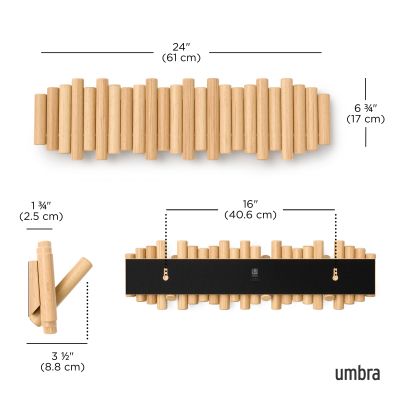 UMBRA PICKET 8 Стенна закачалка, натурален