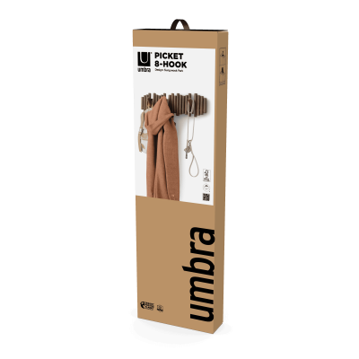 UMBRA PICKET 8 Стенна закачалка, орех
