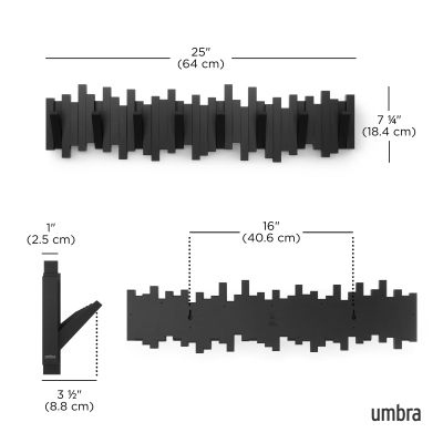 UMBRA STICKS 8 Стенна закачалка, черен
