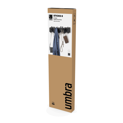 UMBRA STICKS 8 Стенна закачалка, черен