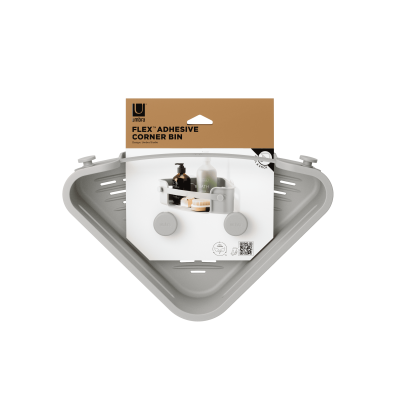 UMBRA FLEX ADHESIVE Ъглов рафт за баня с лепилни ленти, сив