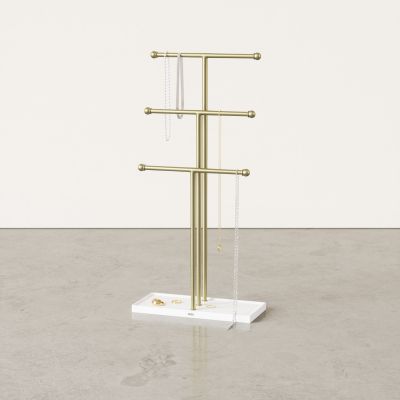 UMBRA TRIGEM Стойка за бижута, бял / златен