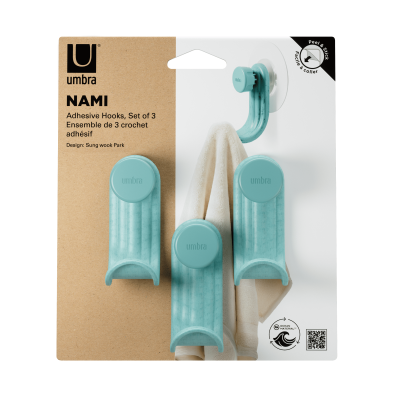 UMBRA NAMI Закачалки с лепилни ленти, сет 3 бр., син