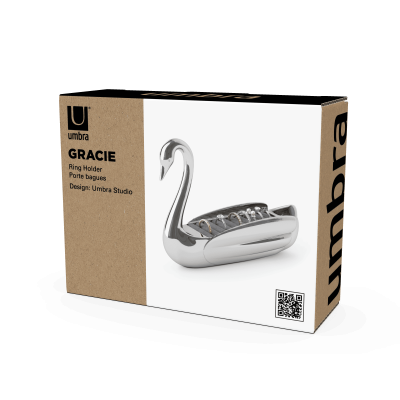 UMBRA GRACIE Поставка за пръстени - лебед, хром