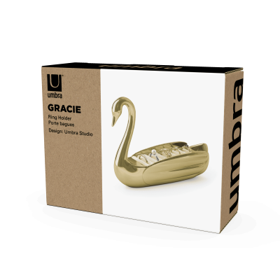 UMBRA GRACIE Поставка за пръстени - лебед, златен