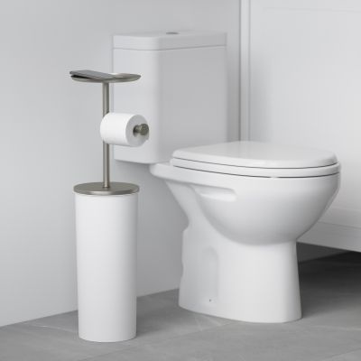 UMBRA PORTALOO Стойка за тоалетна хартия с резерва и органайзер, бял/никел