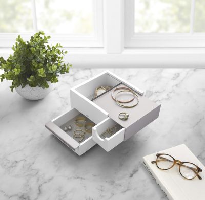 UMBRA STOWIT MINI JWL BOX WHT/NKL